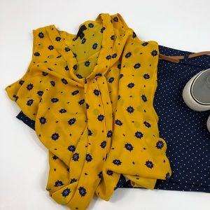 Worthington Sleeveless Surplice Yellow Elastic LP